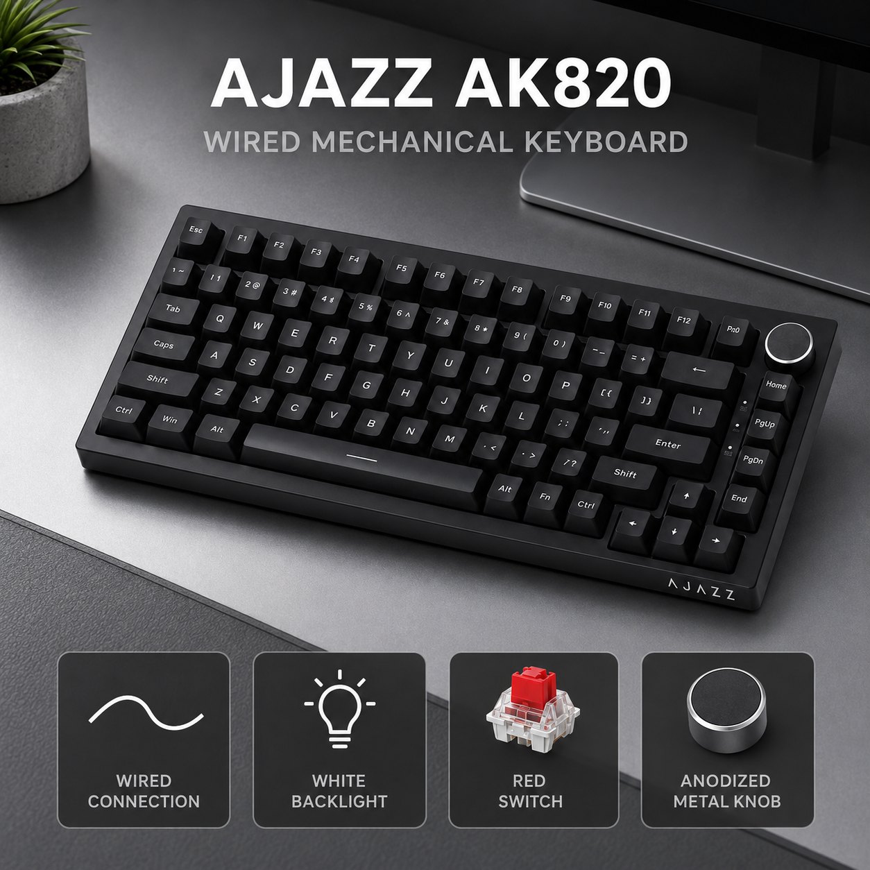 Gaming Keyboard Budget - คีย์บอร์ดเกมมิ่งแบบกลไก AJAZZ AK820 และ AK820PRO ขนาด