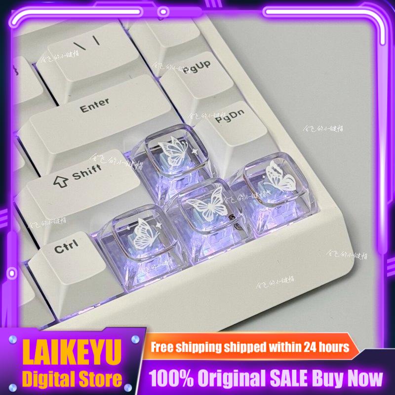 Keyboard Gaming Transparent - คีย์แคปธีมผีเสื้อโปร่งใส น่ารัก ความสูง XDA คีย์บอร์ดกลไก คีย์