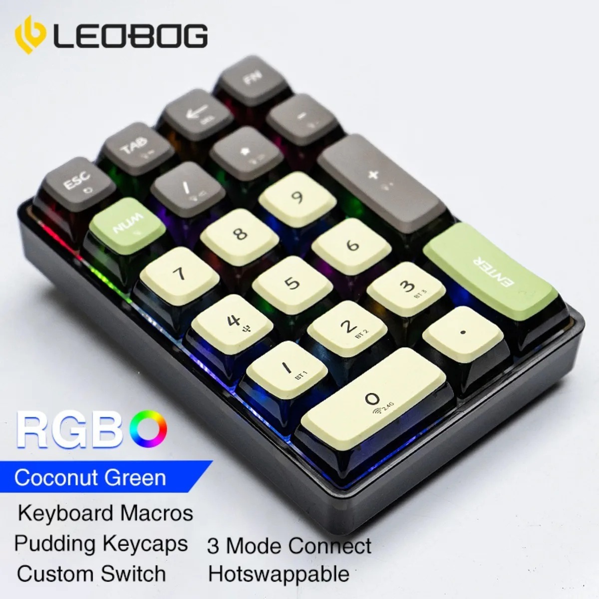 Gaming Keyboard Mechanical - คีย์บอร์ด LEOBOG K21 แบบมีปุ่มตัวเลข ไร้สาย แบบกลไก