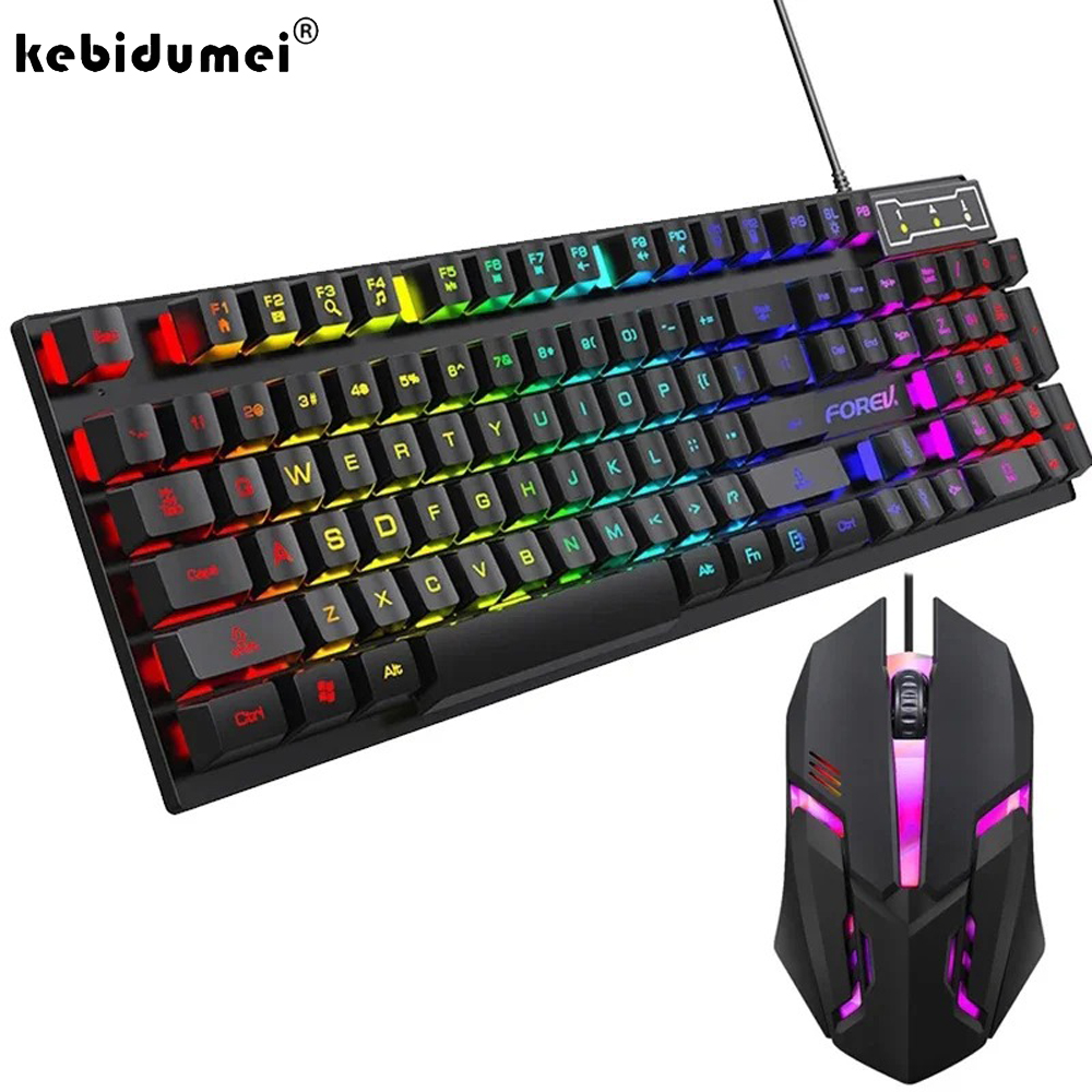 Gaming Keyboard And Mouse For Xbox - คีย์บอร์ดเกมมิ่งแบบมีสาย Kebidumei 104 ปุ่ม มีไฟแบ็คไลท์ คีย์บอร์ดกลไก