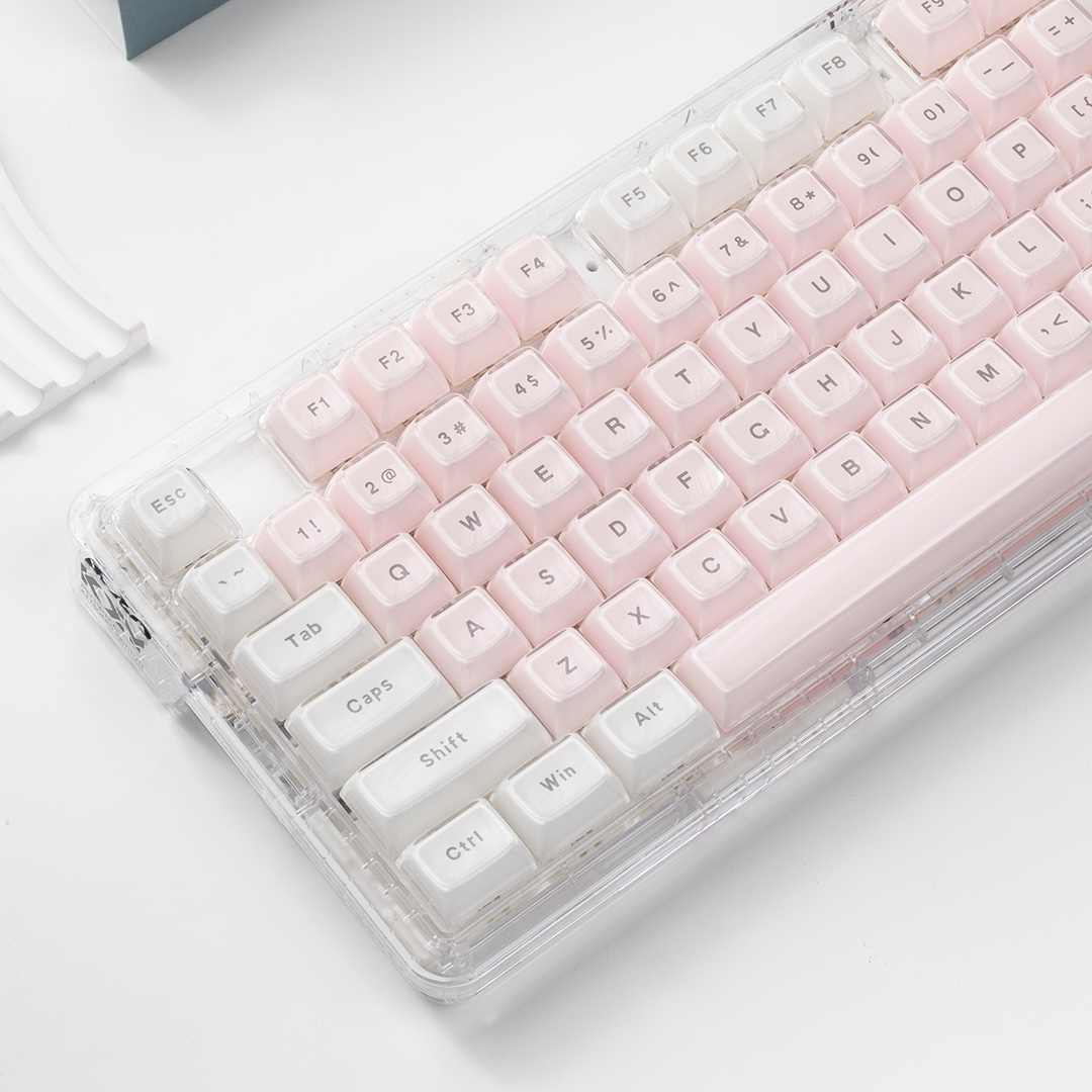 คีย์แคปใสสีชมพูขาวโปร่งแสง รูป - Keyboard Gaming Transparent บทวิจารณ์และราคา