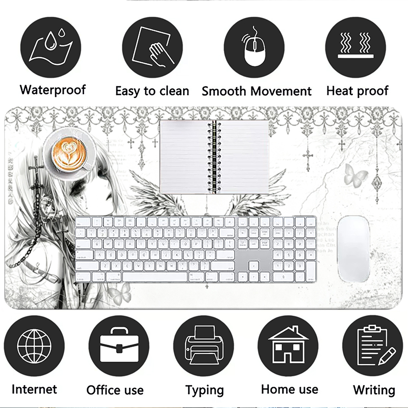 แผ่นรองเมาส์หนังสีดำสีขาวอะนิเ - Gaming Keyboard Tactile บทวิจารณ์และราคา